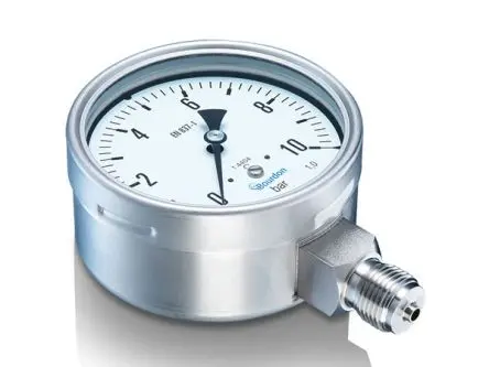 Produktfoto 1 von Bourdon MNPT MEX5 Manometer 134 mm 0 bar → 10 bar Edelstahl Gehäuse 1/2 in