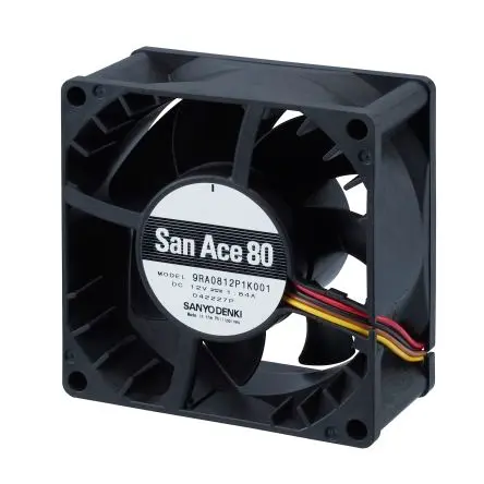 Sanyo Denki dc-Axiallüfter, 12 V DC / 9.84W, 80.5 x 80.5 x 38.5mm, 2.42m³/min