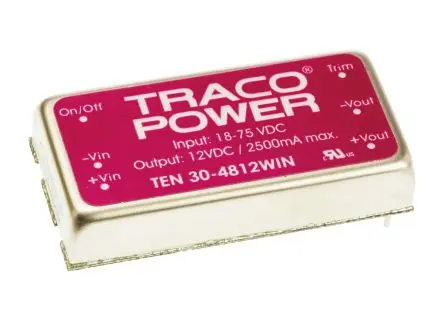 TRACOPOWER TEN 30WIN DC/DC Konverter, 12V dc OUT 2.5 A Leiterplattenmontage 75V dc 1.5 kV dc 30 W -40 °C 75 °C