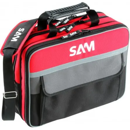 SAM BAG-4N Wasserbeständig Textil Wasserdicht Transportkoffer Noir, Rouge mit Rädern 330 mm