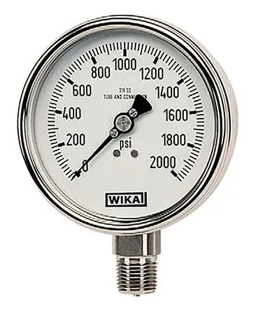 Produktfoto 1 von WIKA Mit Gewinde 233.54 Manometer 63 mm → 3000 psi ± 2/1/2 % Edelstahl Gehäuse 1/4 in, DKD/DAkkS-kalibriert