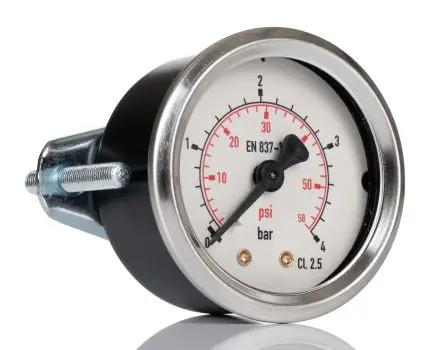 Produktfoto 1 von RS PRO G (BSPP) 111.12 Manometer 0 bar → 4 bar ±2.5 % Kunststoff Gehäuse G 1/8, ISO-kalibriert