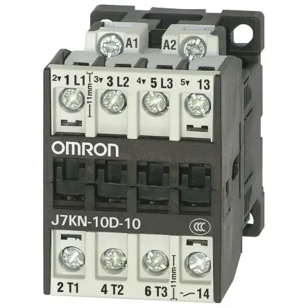 Produktfoto 1 von Omron J7KN Schütz 24V dc-Spule, 3-polig, 220V / 10 A 24V dc 4 kW 1 Schließer Motorsteuerung 1-Hilfskontakte