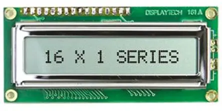 Produktfoto 1 von Displaytech 161A Monochrom LCD, Alphanumerisch LED Gelb 1 Zeile mit 16 Zeichen, Hintergrund Grün, Parallel Interface