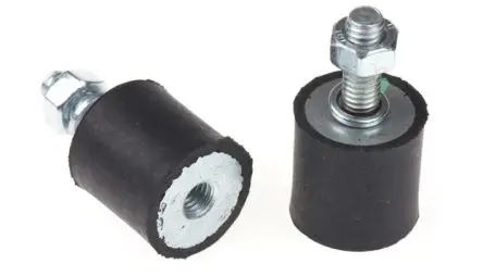Produktfoto 1 von FIBET Naturgummi Rund Gummipuffer, Außen-/Innengewinde Puffer Bohrung 18 mm M6 33.6 kg, Ø 20 mm x 20 mm