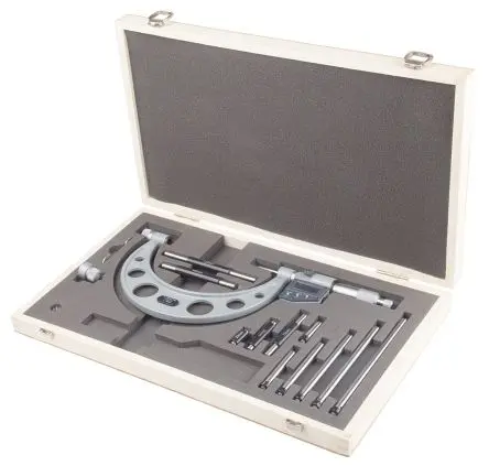 Produktfoto 1 von RS PRO Batteriebetrieben Austauschbar Mikrometer Metrisch, 0 mm bis 150 mm / ±0.003 mm, DKD/DAkkS-kalibriert
