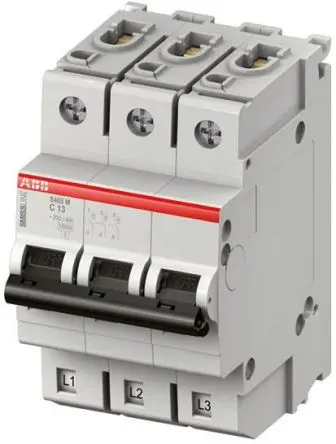 Produktfoto 1 von ABB S400M Miniaturüberlastschalter Typ C, Pol 3-polig 10A 400V ac, Abschaltvermögen 50 kA SMISSLINE TP 250 V dc