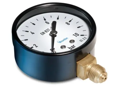 Produktfoto 1 von Bourdon Verfahren MAT2 Manometer 50 mm 0 bar → 1 bar Stahl Gehäuse G 1/4