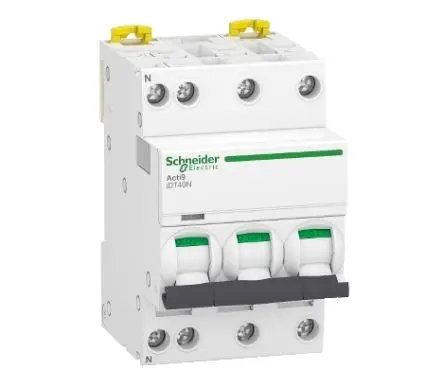 Produktfoto 1 von Schneider Electric Acti9 iDT40N Miniaturüberlastschalter Typ D, Pol 3+N-polig 20A 400V ac, Abschaltvermögen 6000 A Acti9
