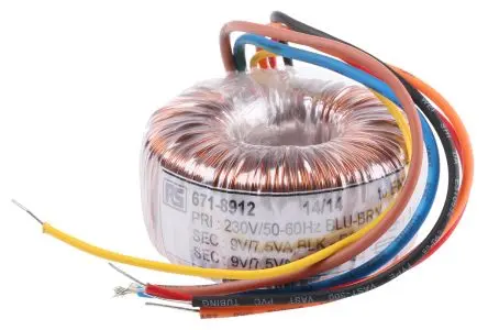 Produktfoto 1 von RS PRO Ringkerntransformator, Primär 230 V ac / Sekundär 2 x 9 V ac 2 Ausg. 15 VA, 833mA 365 g 60 Hz 50 Hz
