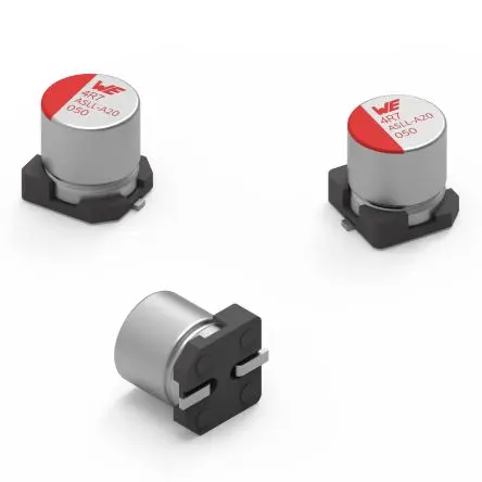Produktfoto 1 von Wurth Elektronik WCAP-ASLL Oberfläche Kondensator 220 μF ±20 % / 63V dc, Ø 12.5 mm, 105 °C