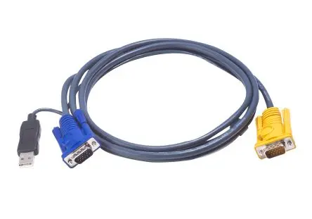 Produktfoto 1 von Aten KVM-Kabel, VGA / Stecker, USB Typ A / Stecker, Blau, 3 m