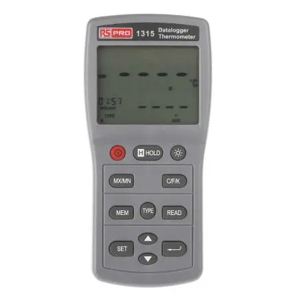 Produktfoto 1 von RS PRO Digitales Thermometer, 1315, Tragbar, 1 bis 1767 °C ±0.05 % max, Messelement Typ Typ N, Typ T, Typ J, K, Typ R,