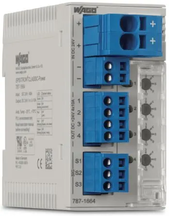 Produktfoto 1 von WAGO 787 Elektronischer Schutzschalter 4, 10A DIN-Hutschiene L. 90 mm x 45mm