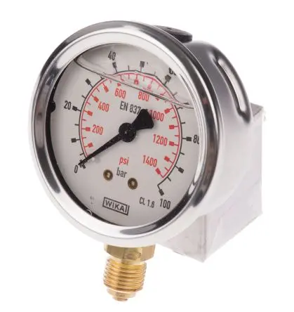Produktfoto 1 von WIKA Stecker 213.53 Manometer 0 bar → 100 bar ±1.6 % Edelstahl Gehäuse G 1/4