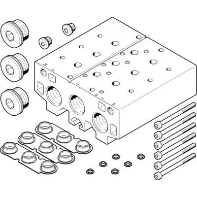 Produktfoto 1 von Festo Pneumatischer Mehrfachanschluss VABM, Geschmiedete Aluminiumlegierung, RoHS