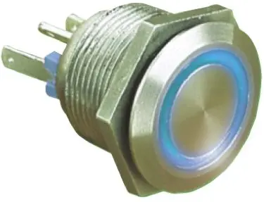 Produktfoto 1 von Bulgin MPI002 Druckschalter Blau Beleuchtet Tastend Panel Ø 19.2 mm, SPST / 50mA, IP66