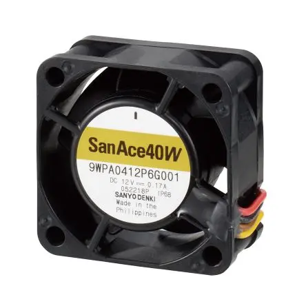 Produktfoto 1 von Sanyo Denki Axiallüfter, 24V dc / 2 W 0.09 A, 13700 U/min, 0.38 m³/min IP68 40 mm 40mm 20 mm