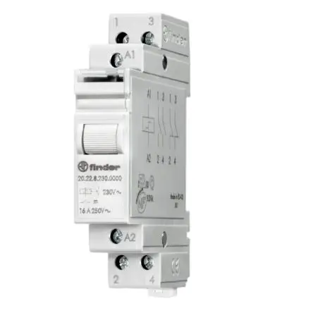 Produktfoto 1 von Finder 20 Relais ohne Verriegelung 12V Spule 2 Schließer DIN-Hutschiene 16A 7.5 Ω 6.5 VA