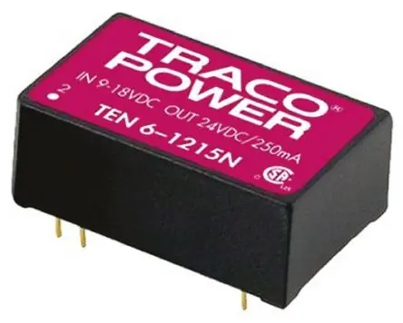 TRACOPOWER TEN 6N DC/DC Konverter, 3.3V dc OUT 1.2 A Durchsteckmontage 36V dc 1.5 kV dc 6 W -40 °C 85 °C
