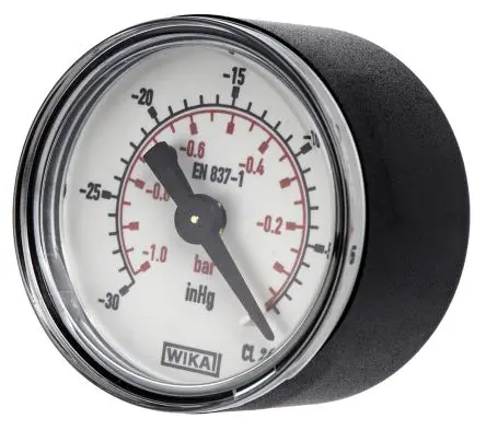 Produktfoto 1 von WIKA BSPT 111.12 Manometer 40 mm -1 bar → 0 bar ±1.6 % Kunststoff Gehäuse 1/8 in R, ISO-kalibriert