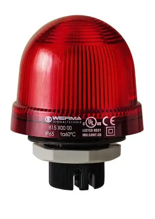 Produktfoto 1 von Werma 816 LED Dauerbetrieb Signalleuchte 24V Rot Eingebaut, Ø 75 mm x 97 mm IP65