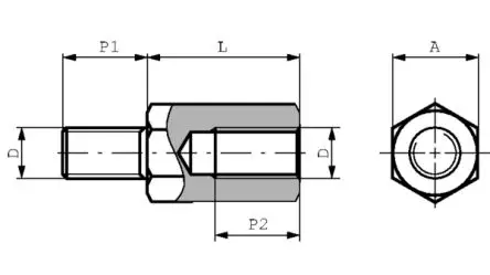 Produktfoto 1 von S.A Bourqui Jean Messing vernickelt Sechskant Abstandhalter x 5 mm Außen-ø , Länge 15 mm