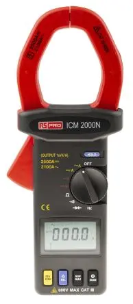Produktfoto 1 von RS PRO ICM2000N Stromzange AC/DC-Stromzange 2.1 kA CAT III 600 V ac, 600 V dc / 2.5 kA, 40 MΩ