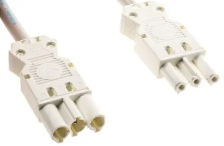 Produktfoto 1 von Wieland GST18 Beleuchtungssteckverbinder Stecker/Buchse, Kabel assembliert 16A, Kontakte: 3 IP40, Anz.Ausl. 3, Weiß, L.