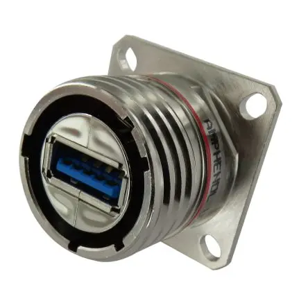 Produktfoto 1 von Amphenol Socapex, Gerade USB3FTV USB-Steckverbinder Buchse USB Typ A 1, Panel USB 3.0 IP68