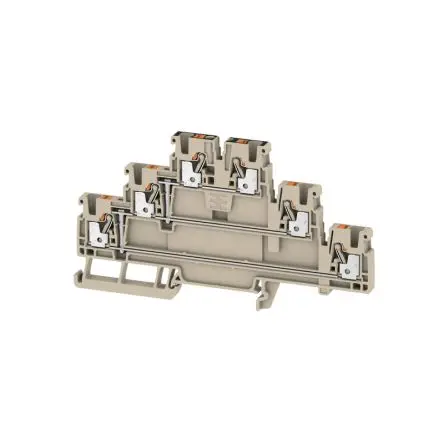 Produktfoto 1 von Weidmüller A3T Mehrstufiger Anschlussklemmenblock 3 Dunkelbeige, 2.5mm², 800V Einsteck-Anschluss IECEx/ATEX