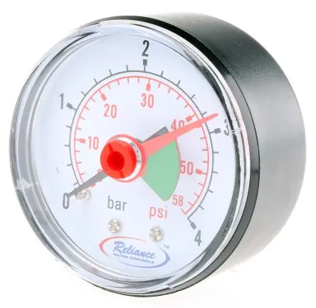Produktfoto 1 von RS PRO Manometer 0 bar → 4 bar ABS Gehäuse 1/4 in BSP, DKD/DAkkS-kalibriert