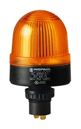 Produktfoto 1 von Werma 207 LED Dauerbetrieb Signalleuchte 115V Gelb Eingebaut, Ø 58 mm x 103 mm IP65