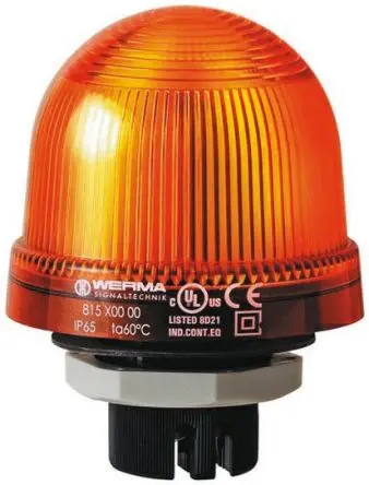Produktfoto 1 von Werma EM 817 Xenon Filament/Warnsummer Signalleuchte 230V dc Gelb Panel, Ø 75 mm x 97 mm IP65