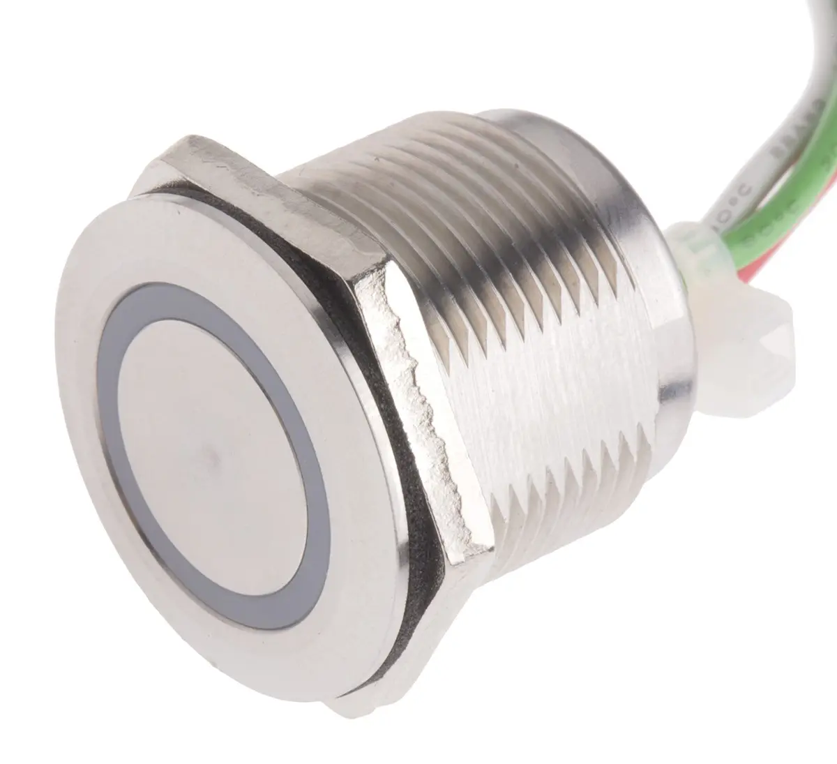 Produktfoto 1 von RS PRO Kapazitiver Schalter Kapazitiv Rastend Nein 5V dc / 30V dc Messing Beleuchtet, Blau / 1.5 A, IP68