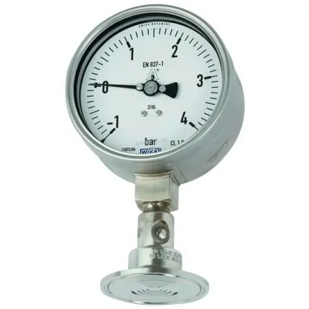 Produktfoto 1 von WIKA Klemme DSS22F Manometer 100 mm 0 bar → 4 bar Edelstahl Gehäuse DN 32
