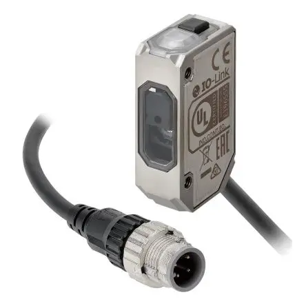 Produktfoto 1 von Omron E3AS Rechteckig Optischer Sensor, Hintergrundunterdrückung, NPN Ausgang, 4-polig M12
