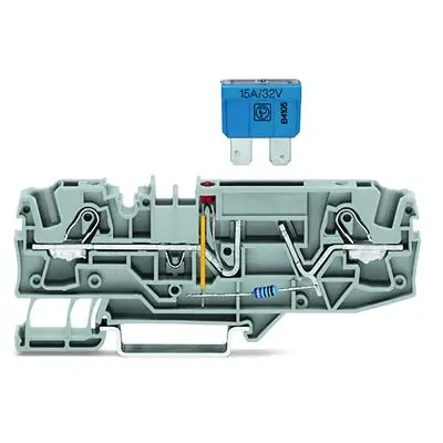 Produktfoto 1 von WAGO TOPJOB S Abgesicherter Anschlussklemmenblock 1 Grau, 6mm², 1000V Einsteck-Anschluss Abgesichert CSA