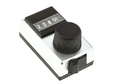 Vishay Silber Potentiometer-Knopf, Zeiger Weiß Ø 17.7 mm x 11.9 mm, Rund Schaft 6.35 mm