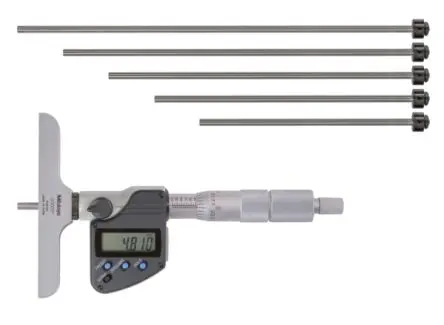 Produktfoto 1 von Mitutoyo Tiefenmessgerät Beide aus Edelstahl, 150 mm / ±0.001 mm 500 g, 0.01 mm, DKD/DAkkS-kalibriert