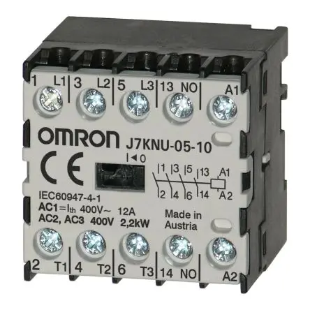 Produktfoto 1 von Omron J7KNU Schütz 24V-Spule, 3-polig / 12 A 2.2 kW 1 Schließer 2-Hilfskontakte