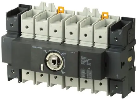 Produktfoto 1 von Socomec Umschalter 3-polig Wand, Schnellanschluss, DIN-Hutschiene 1600A, 20 A 23 kW Rot, Grau, Schwarz IP65