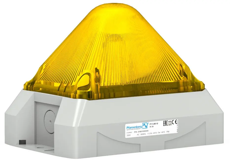 Produktfoto 1 von Pfannenberg PY X-M-10 Xenon Filament/Warnsummer Signalleuchte 230V ac Gelb Panel x 124 mm IP66