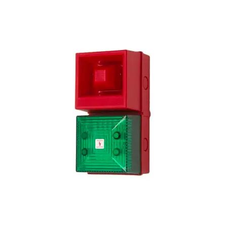 Produktfoto 1 von Clifford & Snell YL40 LED, Xenon, Filament/Warnsummer-Licht Beacon-Sounder-Kombination 24V dc Grün IP65 Wand,