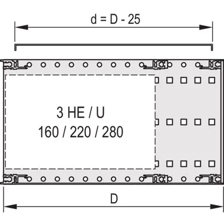 Produktfoto 1 von nVent SCHROFF EuropacPRO Deckelplatte, Deckelplatte für Horizontale Schienen, Aluminium, 1 pro Paket Stück