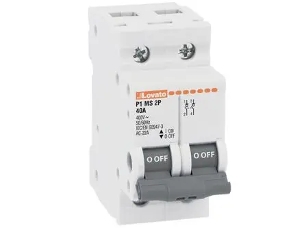Produktfoto 1 von Lovato P1M Trennschalter 2-polig DIN-Hutschiene 63A Schwarz IP20, IP65 3-phasig