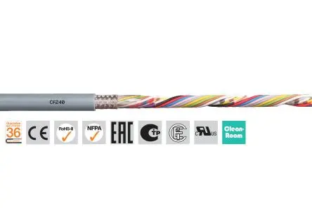 Produktfoto 1 von Igus chainflex CF240 Datenkabel, 8-adrig 0.25mm² 23 AWG Geschirmt Grau, 100 m, Polyvinylchlorid
