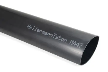 Produktfoto 1 von HellermannTyton MA47 Wärmeschrumpfschlauch, Polyolefin Schwarz, Ø 115 mm Schrumpfrate 4:1, Länge 1m