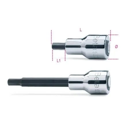 Produktfoto 1 von BETA 12.7 mm 12 mm Sechskant Schraubbit, Sechskant, 1-teilig, 58 mm