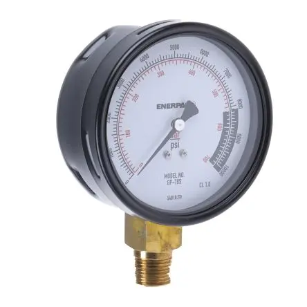 Enerpac NPTF Manometer 100 mm 0 bar → 700 bar ±1 % Edelstahl Gehäuse 1/2 in, ISO-kalibriert